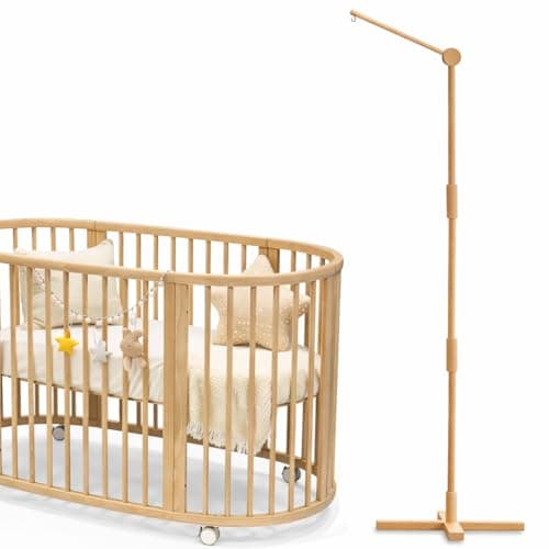 Lanttoe Crib Mobile Arm Wooden Floorstanding - 61 Inches Mobile Arm for Crib|Movable Baby Mobile Hanger|Strong Anti-Dumping Attachment|100% Natural EU Beech Wood|Thicker Wooden Pole|Boho Nursery Decor - Image 1