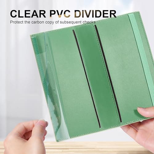 CASMONAL Checkbook Covers for Personal Checkbook Holder RFID Blocking Premium Leather Checkbook Cover for Duplicate Checks - Thumbnail 5