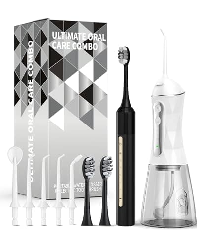Lumivoid Water Flosser and Electric Toothbrush Combo,2-1 Oral Clean Kit, 5-Speed Sonic Electric Toothbrush & 4-Speed Portable Water Flosser to Clean Teeth and Protect Gum Health, IPX7 (White-Set) - Image 1