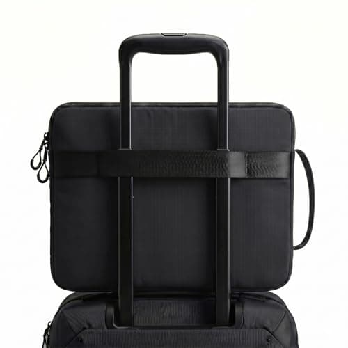 Acer Laptop Sleeve Case for 13.3-14 inch Laptops, Slim Protective Computer Sleeve with Hidden Zipper Pocket, Soft Plush Bubble Padding, Side Handle and Luggage Strap, Travel Laptop Bag, Black - Thumbnail 3