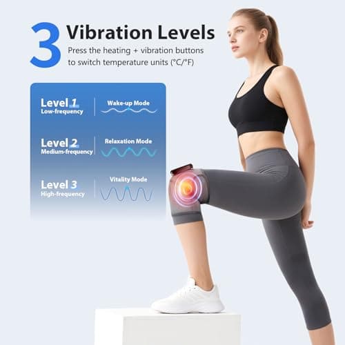 Heated Knee Massager, Foot Massager with Heat, Shoulder Massagers with Heat, Knees Warmers Wrap, 3-in-1 Vibration Heating Pad for Knee, Shoulder, and Elbow, Adjustable Size, Gifts for Dad Mom (Grey) - Thumbnail 3