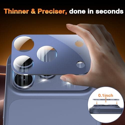 YWXTW [0 Bubbles for iPhone 17 Pro Camera Lens Protector, Full Coverage Tempered Glass Lens Screen Protector for iPhone 17 Pro Accessories, Case Friendly, HD Clear, 3 Pack (Deep Blue) - Thumbnail 6