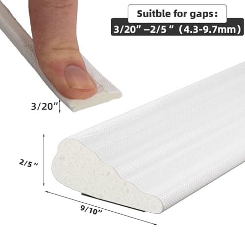 16.4 Ft Weather Stripping Seal Strip for Doors/Windows,Soundproofing Window Insulation Draft Stopper for Winter, Selfadhesive Foam Weather Strip for Door Frame,Door Gap Filler Noise Blocker(White) - Thumbnail 3