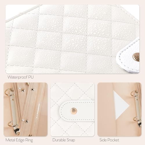 WOOMADA Travel Jewelry Organizer Case, Foldable Velvet Jewelry Storage Book with Clear Zipper Pouch for Rings, Necklaces, Earrings, Bracelets(Cream) - Thumbnail 5