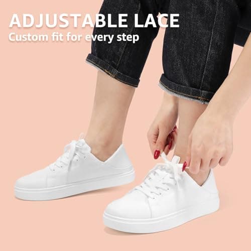 STQ White Tennis Slip on Sneakers Womens Shoes Canvas Business Casual Tennis Shoe Spring Daily Wear Travel Work Lightweight Comfortable White Size 7 - Thumbnail 6