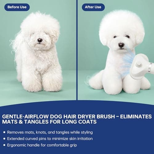 Professional Pet Grooming Dryer Brush – 3-in-1 Dog Blow Dryer with Slicker Brush, Adjustable Temp, Overheat Safe, Salon Quality - Thumbnail 4