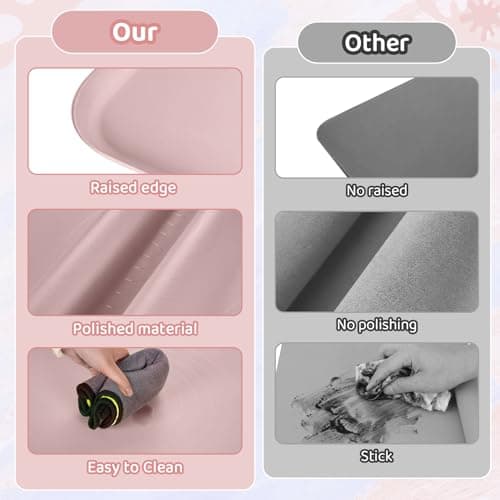 Extra Large Silicone Painting Mat for Crafts, 24”x 19” Waterproof Art Mat with Raised Sides, for Paint, Clay Playdough, & Jewelry-Making (Pink) - Thumbnail 4