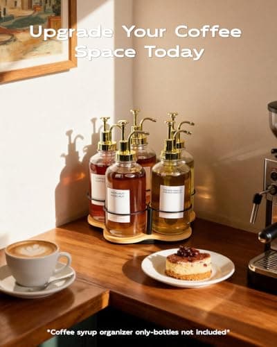 IntreLife Rotating Coffee Syrup Organizer, Syrup Bottle Holder for Coffee Syrup Dispenser 16.9oz, Bamboo Coffee Syrup Rack for Coffee Bar Station Countertop, Coffee Bar Accessories(Syrup Rack Only) - Thumbnail 5