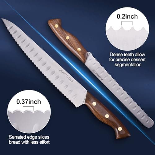 10"/8"Bread Knife set -Multifunction Serrated Knife Razor Sharp Slicer bread knife for homemade bread For Bread, Bagels, Cake, Baking, Efficient cutting Gifts Mother Fathers - Thumbnail 4