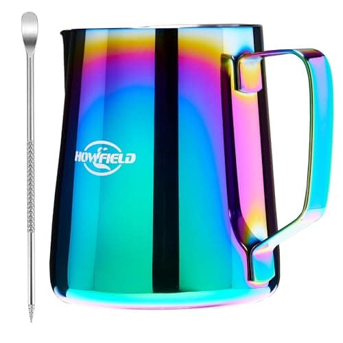 Stainless Steel Milk Frothing Pitcher - Milk Frothing Jug for Cappuccino, Barista Milk Frothing Pitcher Parent (coloured, 12OZ)