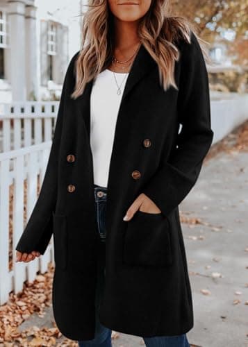 KIRUNDO Cardigan Sweaters for Women 2026 Fall Open Front Knit Sweater Jackets Business Casual Long Coatigan Winter Clothing(Black, X-Large) - Thumbnail 5