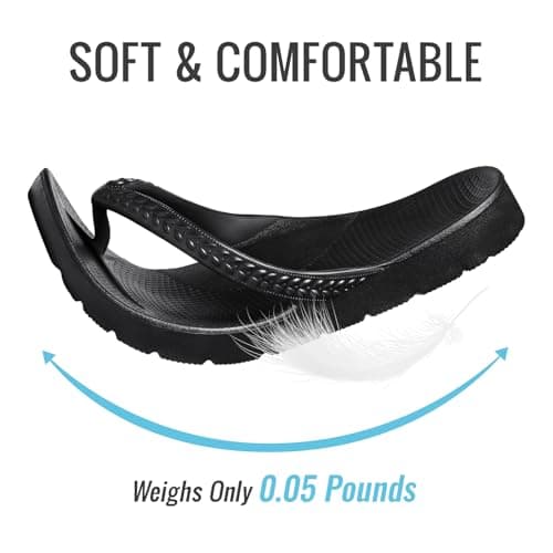 KIDMI Arch Support Flip Flops for Womens Comfortable Orthopedic Sandals for Plantar Fasciitis Beach Thong Slides, Black 41 - Thumbnail 6