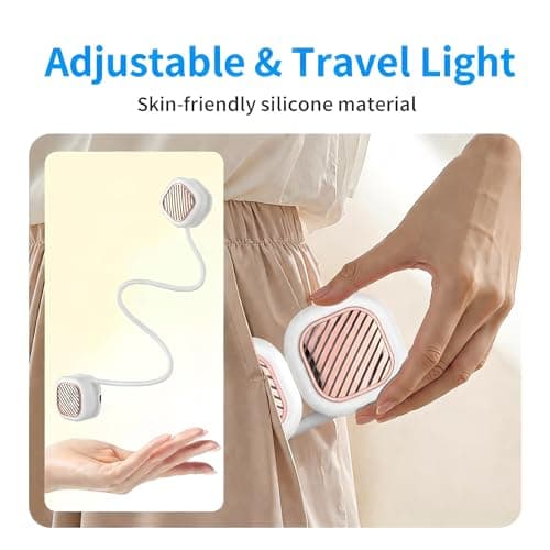 Suzii Portable Neck Fan Rechargeable, Hands Free Bladeless Personal Fan with 5 Speeds, Lightweight Foldable Wearable Cooling Fan, 360° Adjustable for Home, Office, Travel and Outdoor Use - Thumbnail 5