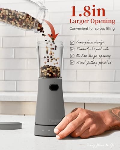 Electric Salt and Pepper Grinder Set with Storage Base, Stainless Steel Rechargeable Salt and Pepper Grinder Set with 4.5 oz Large Capacity, 1.8" Wide Mouth, Adjustable Coarseness, Ideal for Kitchen - Thumbnail 5