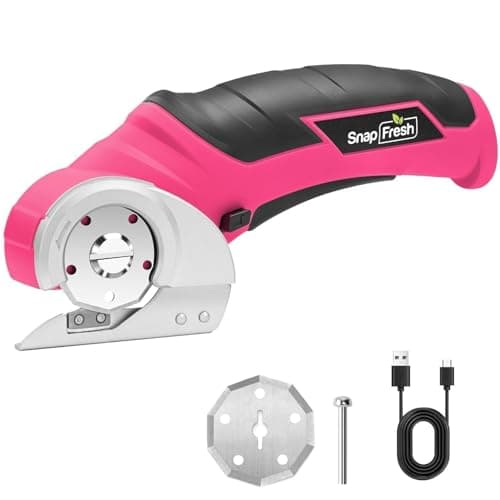 SnapFresh Cordless Electric Scissors, 4V Rechargeable Electric Box Cutter for Cardboard Boxes, Carpet & Paper, Rotary Cutter for DIY Projects, Safety Box Cutter with Battery & Type-C Cable (Hot Pink) - Image 1