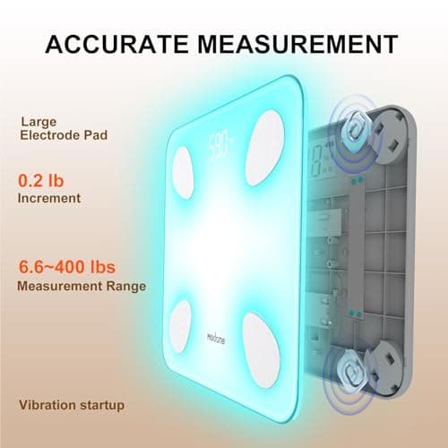 Scale for Body Weight, Digital Weight Scale with Color-Changing, Most Accurate to 0.2lb, Bluetooth Bathroom Scale with Bmi, Body Fat, Muscle Mass, 18 Body Composition Analyzer Sync App, 400 lbs-White - Thumbnail 4