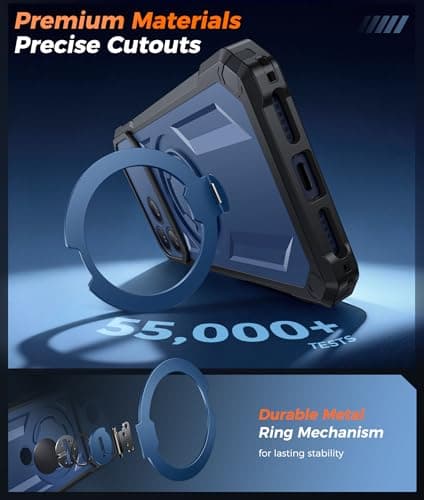FNTCASE for iPhone 17 Pro-Max Case: [360 Spin Magnetic Ring Kickstand] [Compatible for MagSafe] [Screen Protector] Heavy Duty Military Grade Protection Protective Phone Case with Stand Blue - Thumbnail 6