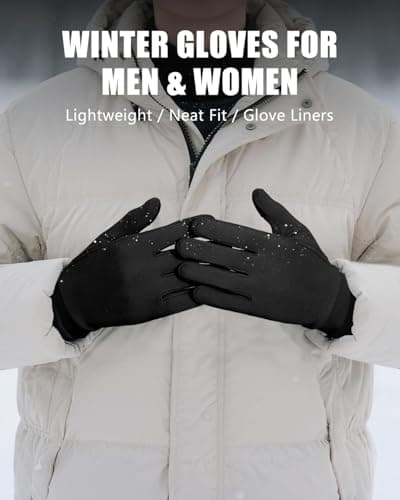 Aegend Lightweight Winter Gloves for Men Women, Warm Running Gloves Touchscreen Thermal Glove Liners for Cold Weather Driving, Cycling & Hiking, Non-Slip, Elastic Cuff, Stretchy, Durable - Thumbnail 5