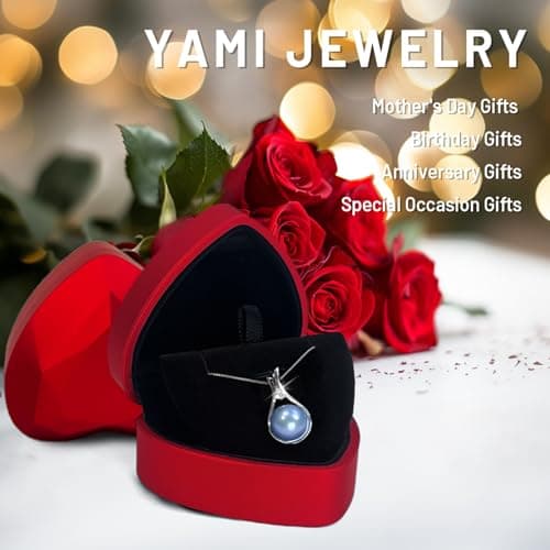 YAMI Akoya Blue Pearl Necklace 10-11mm Saltwater Cultured Pearl with 925 Sterling Silver Adjustable Chain for Women, Mom, Wife - Luxury Jewelry Gift for Anniversary, Birthday, Mother's Day - Thumbnail 6