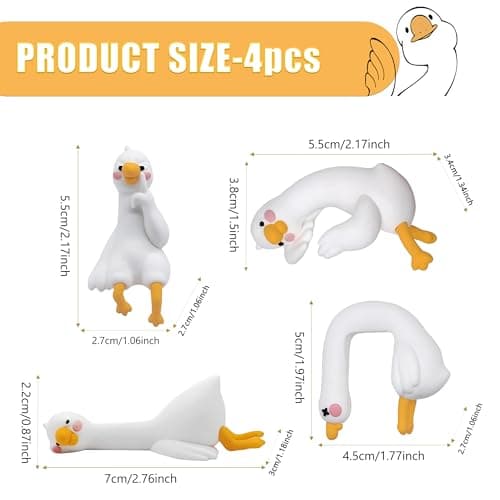 JOZRTOR Funny Resin Desk Goose Decor 4 PCS, Mini Cute Goose Figurines for Computer Monitor, Car Dashboard and Rearview Mirror, Office Desk, Photo Frame Decorations Accessories & Housewarming Gifts - Thumbnail 6