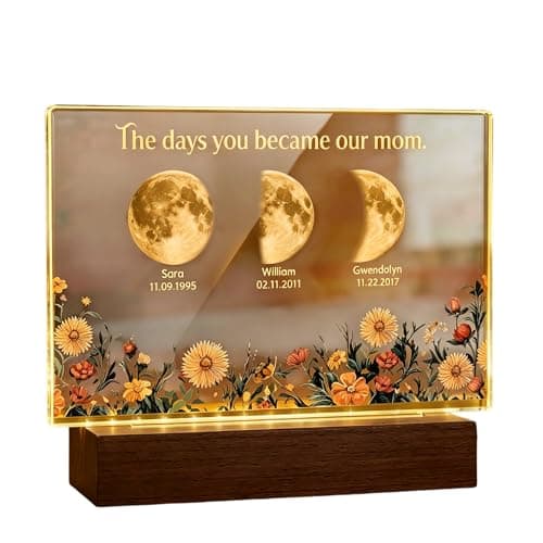 CraffBase Moms Sky Led Light Frame Mommy's Universe Light Box The Day You Became Our Mom LED Picture Frame Mothers Day Moon Phase Gifts for Mom Grandma - Image 1