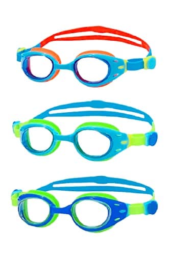YUENREE 3 Pack Kids Swim Goggles Ages 6-12 Anti-Fog UV Protection