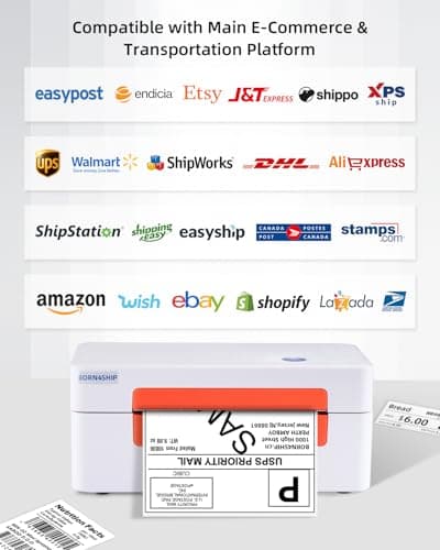 BORN4SHIP Bluetooth Shipping Label Printer, 4x6 Thermal Printer for Shipping Packages, for Small Business, Widely Used for Amazon, iPhone, Android, iPad, Windows, macOS (Orange) - Thumbnail 4