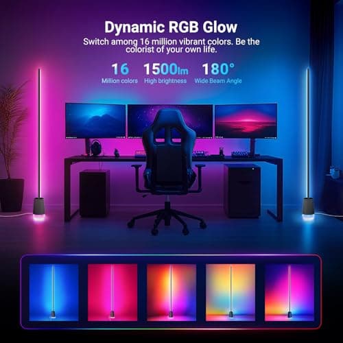 NEEWER NF06 Smart LED Floor Lamp, 1500lm RGBCW Standing Corner Light, Compatible with Google Assistant Alexa, APP/AI Design/Music Sync/16 Million Color Ambient Lighting, Living Room Bedroom Home Decor - Thumbnail 5