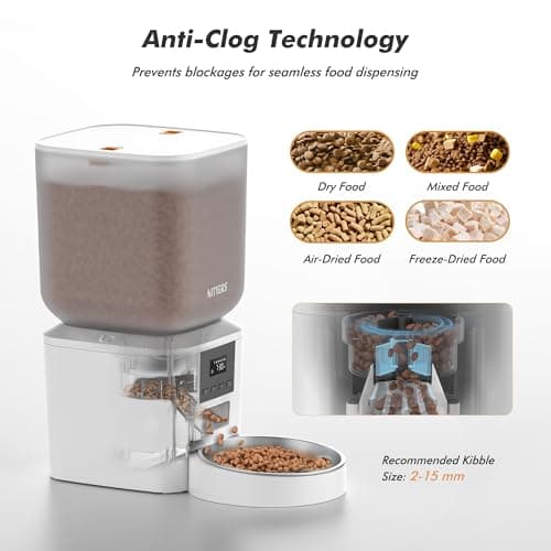 Automatic Dog Feeder - 8L/34 Cups Large Capacity Automatic Cat Food Dispenser with LCD Screen, Large Food Tray, Battery Operated, Timed Cat Feeder, Up to 50 Portions 6 Meals Per Day, Keeps Fresh - Thumbnail 4