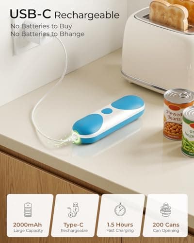 Electric Can Opener, One-Touch Automatic Can Opener, USB Rechargeable Electric Can Opener for Seniors with Arthritis- Cordless Battery Powered, Side Cut, Smooth Edge, Handsfree, for Any Size Cans - Thumbnail 3