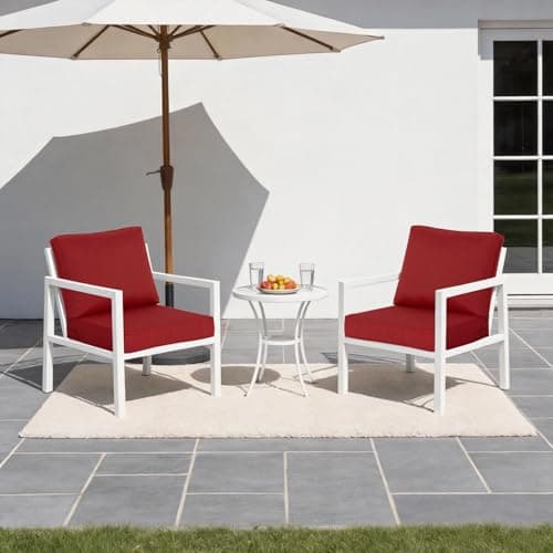 Localive 24x24 Inch Outdoor Deep Seat Cushions Set of 2,Thick High-Density Foam, Removable Cover with YKK Hidden Zipper,Water-Resistant UV-Resistant Polyester for Patio Furniture,Chili - Thumbnail 6