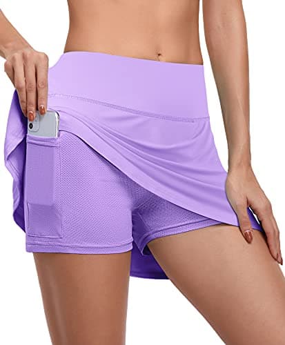 CHICHO Women's Athletic Skirt Casual Pleated Tennis Skorts with Pockets Ladies Golf Skort for Workout Running Cheer Girls Runnin Skirts Purple, X-Large - Image 1