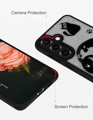 Aitipy Compatible with MagSafe Case for Samsung Galaxy S25, Cute Black Cat Aesthetic Pattern Magnetic Design Phone Case, Soft TPU Protective Phone Cover for Women Girls-Black - Thumbnail 6