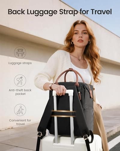 LOVEVOOK Laptop Backpack for Women & Men, Multi-Pocket College Business Work Bookbag with Saparate Laptop Compartment, Water Resistant Commute Travel Backpack for Teacher Nurse, 15.6 Inch, Black Brown - Thumbnail 5
