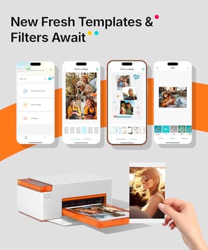 Liene Amber M110 Bluetooth Photo Printer 80 Sheets, Portable Photo Printer for iPhone, Thermal Dye Sublimation, Picture Printer 60 Sheets 4x6 Paper & 20 Sheets 3" Square Sticker Paper & 2 Cartridges - Thumbnail 5