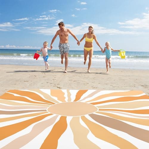 Beach Blanket Waterproof Sandproof, Extra-Large Picnic Blankets with Stakes & Travel Bag, Lightweight, Quick-Dry, Compact Beach Mat for Outdoors, Camping, Beach, Trips – Summer Vacation Essentials - Thumbnail 2