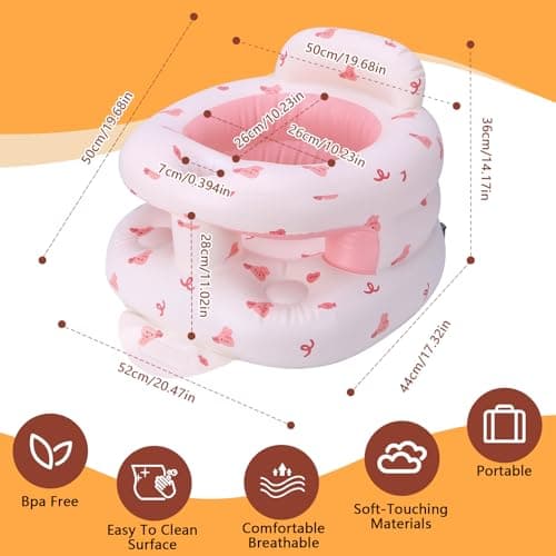 Inflatable Baby Seat for Babies 3 Months & Up, Inflatable Baby Support Seat for Sitting Up, Toddler Baby Floor Chair with Built in Air Pump, Upgrade Water Injection Function, More Stable (Color#03) - Thumbnail 6