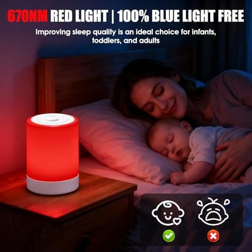 Red Light Therapy Sleep, Red Night Lights With 670nm Wavelength, Touch Control with 3 Distinct Color Modes, For Support Deep Relaxation and Improve Sleeping for Adult & Kid Bedroom, Gift - Thumbnail 3