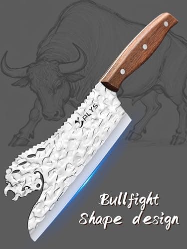 Plys Professional Chef Knife, 8" Meat Cleaver Wooden Handle, Premium Stainless Steel Kitchen Knife for Slicing, Dicing, Chopping Christmas Gift - Thumbnail 3