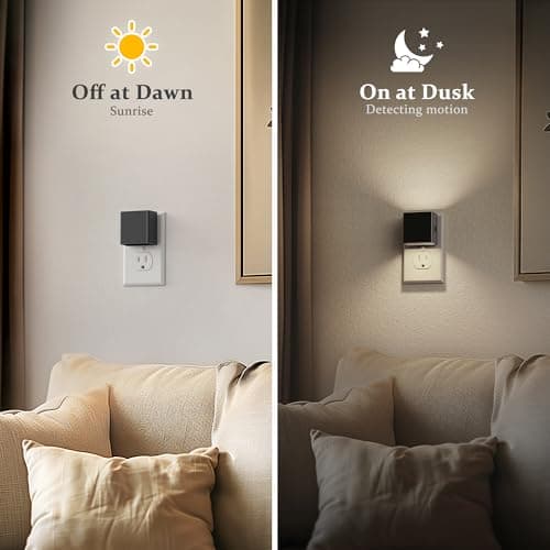 JandCase Night Light, Automatic Night Lights Plug into Wall, 2 Pack Modern Night Lights with Auto Light Sensor, 5000K Brightness Adjustable Nightlight for Kids Bathroom Hallway Kitchen Bedroom Decor - Thumbnail 3