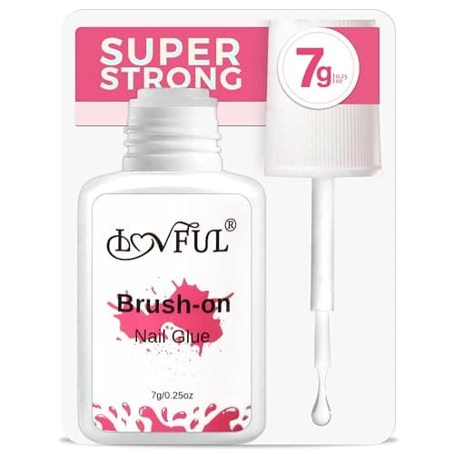 LOVFUL Extra Srong Brush on Nail Glue for Press Ons, Super Strength Nail Adhesive for Acrylic Press on Nails Tips - Salon Quality, Quick Drying, Long Lasting, Easy&Precise Application(7g/0.25oz) - Image 1