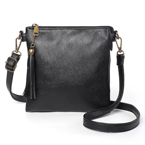 seOSTO Vegan Leather Crossbody Purse for Women, Medium Sling Bag for Everyday Use | Adjustable Strap, Multi-Compartment (black) - Image 1