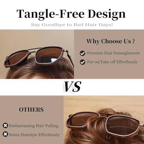 BOBUXLIIN Retro Trendy Womens Aviator Sunglasses Square Polarized UV Protection Sunglasses Women Tangle Free Vintage - Thumbnail 3