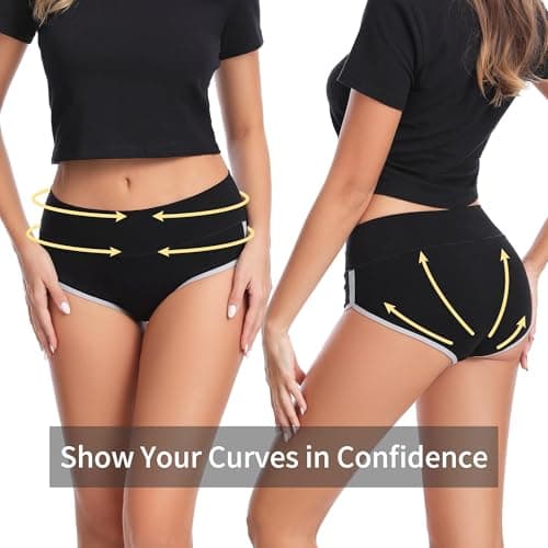 CAILECOTTON Womens Underwear Cotton Underwear for women High Waisted Full Coverage Brief Soft Stretch Breathable Everyday Hipster Ladies Pantie Comfy Briefs - Black 5 pack - Thumbnail 4