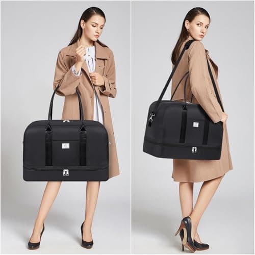 IBFUN Weekender Bags for Women, 3PCS 21" Large Travel Duffle Carry On with Crossbody Bag & Toiletry Bag, Water-Resistant Shoe Compartment, Trolley Sleeve, for Business Weekend Overnight Trips - Thumbnail 6