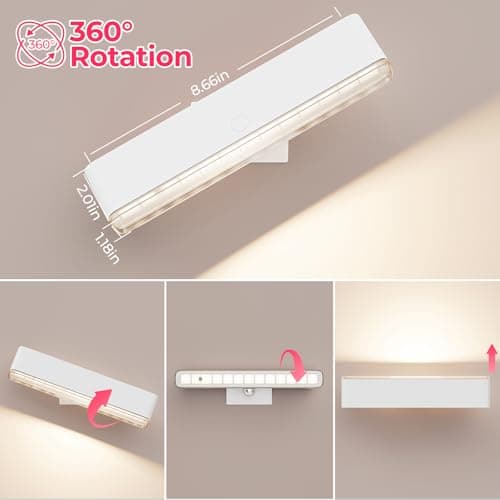 Wireless Vanity Light for Mirror - 4000mAh Rechargeable Stick On Makeup Light with CCT Modes & Dimmable Brightness, Cordless Lamp for Mirror, Vanity, Bathroom, Renter Friendly Gifts for Women - Thumbnail 5
