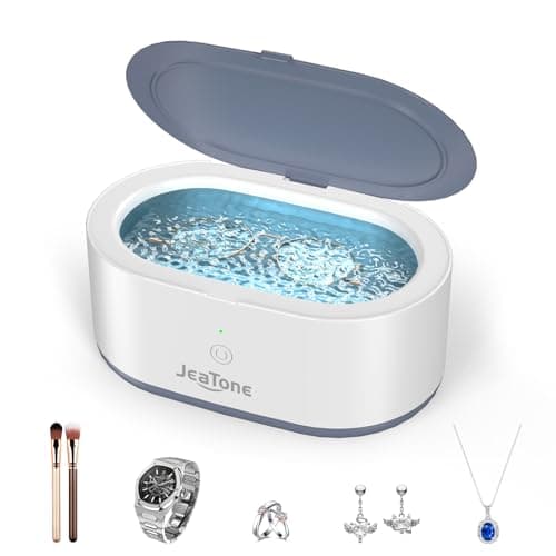 JeaTone Ultrasonic Jewelry Cleaner, 46KHz Professional Ultrasonic Cleaning Machine for Rings, Eyeglasses, Retainers, Dentures & Watches, 20oz Stainless Steel Sonic Jewelry Cleaner Pod - Image 1
