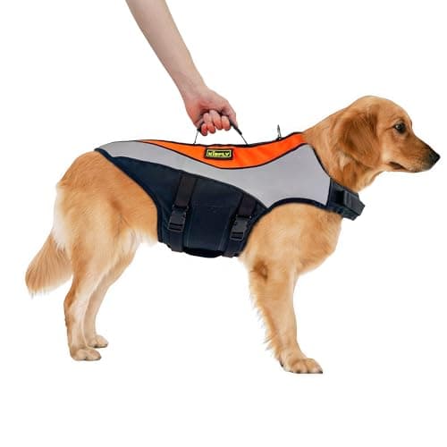 Dog Life Jacket for Swimming & Boating, High Buoyancy Dog Life Vest with Rescue Handle, Reflective Adjustable Dog Flotation Device for Pool, Lake & Kayaking, Secure Fit Pet Swim Vest (XXL, Orange) - Image 1
