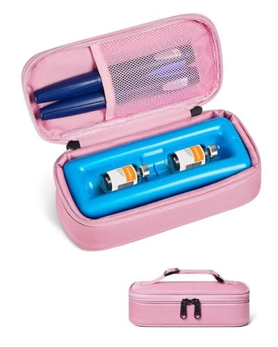 WOODAKE Insulin Vial Cooler Travel Case TSA Approved 300g Reusable Ice Brick Insulin Pen Case Holds 2 Pens and 2 Vials Long Lasting Medicine Cooler for Travel Camping and Outdoor Activities (Pink) - Image 1