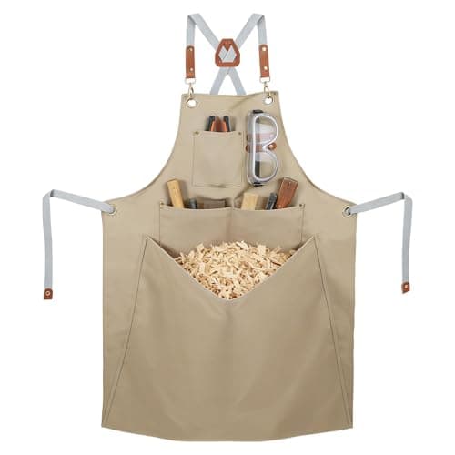 VKDDM Wood Carving Apron with Chip Catcher, Adjustable Canvas Woodworking Apron for Men with Large Pouch, Wood Working Tool Apron Gift for Men | Father's Day | Woodworkers - Thumbnail 2
